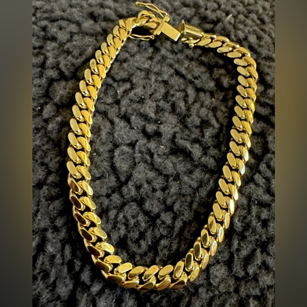 COPY - 14K Yellow Gold Solid Cuban Link Chain Bracelet Box Clasp 8inch 6mm 24.1…
